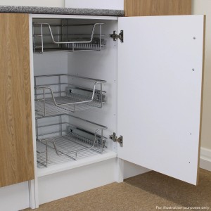 Monstershop 3er Set Küchenschubladen für 50cm Schränke, ausziehbar und mit Soft-Close Funktion.