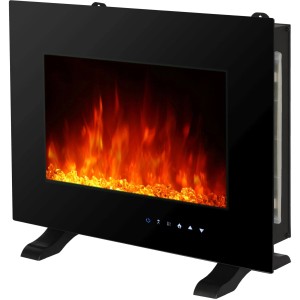 Schwarzer El Fuego Elektrokamin Aarau II mit Flammeneffekt und Standfüßen. Wandmontage möglich.