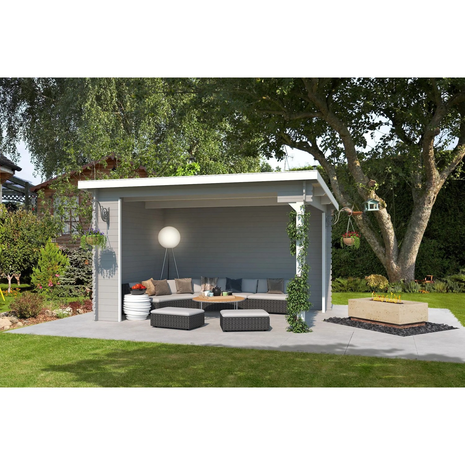 Lasita Gartenhaus Buffalo 380 Lichtgrau 380 cm x 275 cm