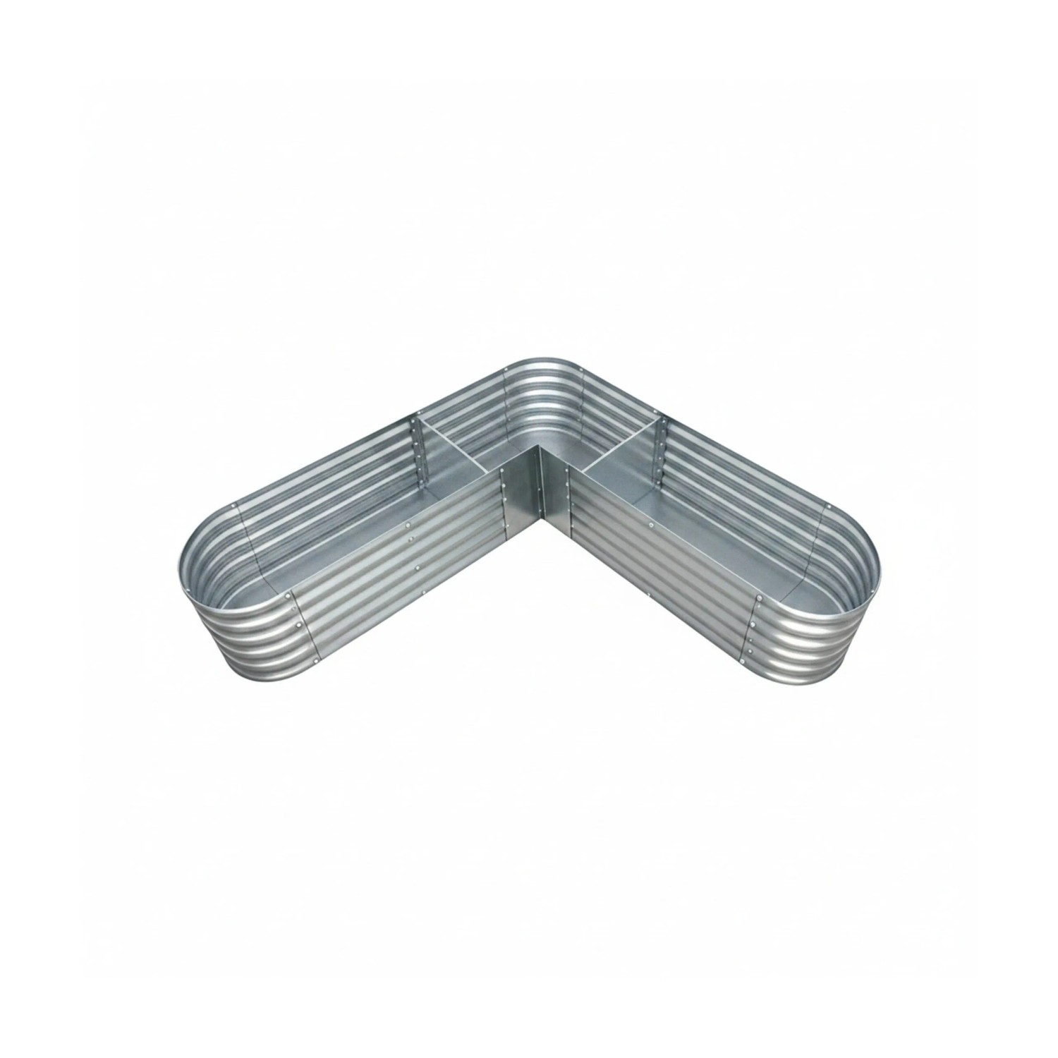 Relaxdays Hochbeet in L-Form Eisen Silber Wetterfest Rostfrei 43 cm x 203 cm x 203 cm, 20 kg