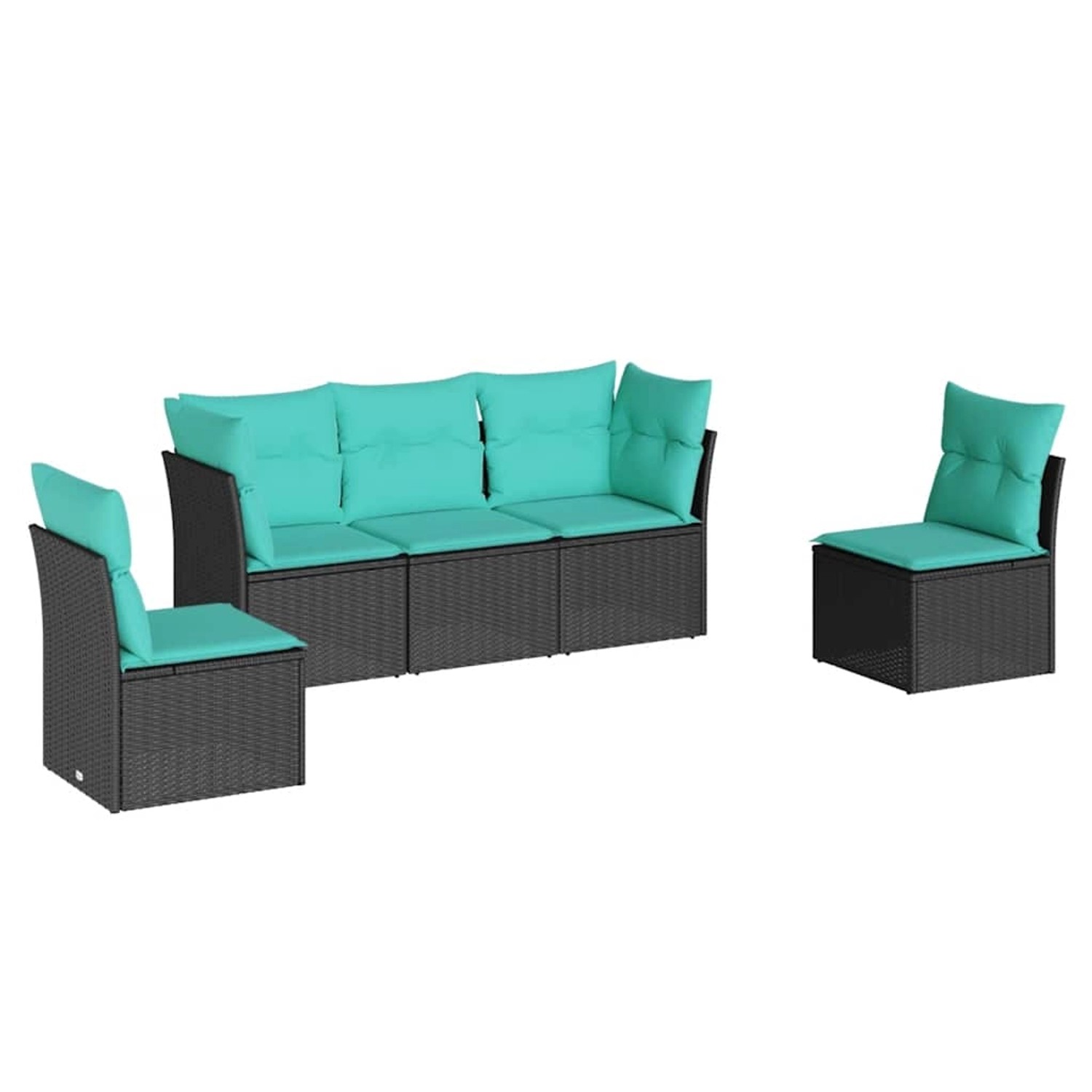 vidaXL 5-Tlg Garten-Sofagarnitur mit Kissen Schwarz Poly Rattan 3217347 günstig online kaufen