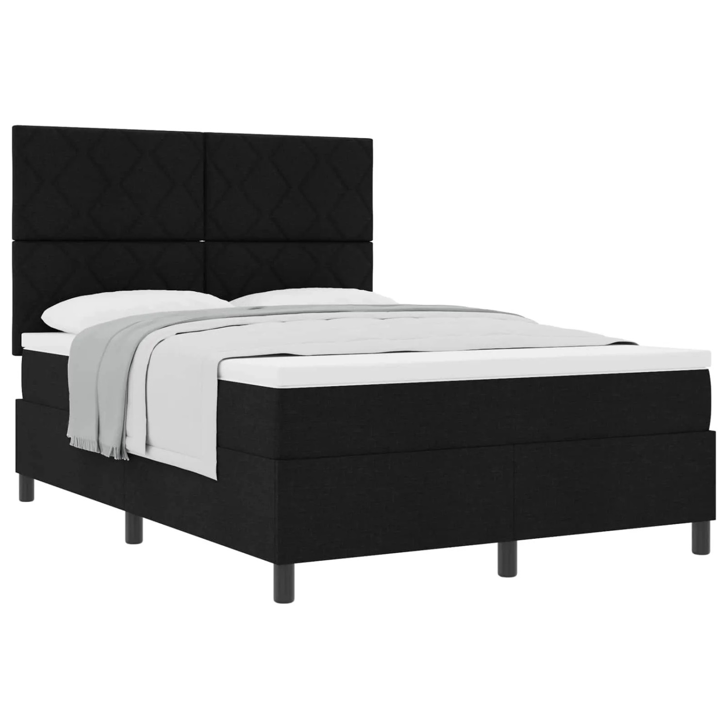 vidaXL Boxspringbett mit Matratze Schwarz 160 x 200 cm Stoff 3339478