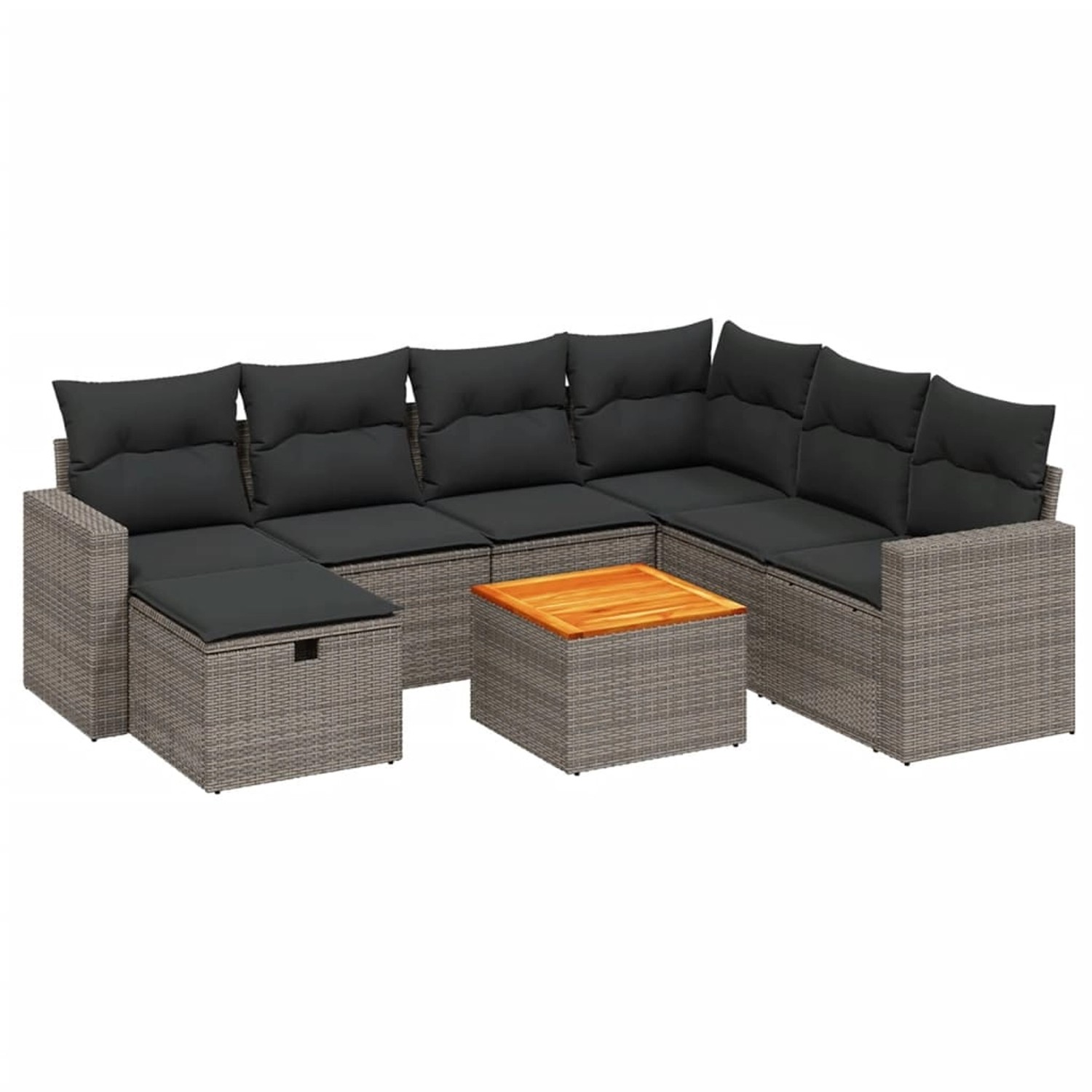 vidaXL 8-Tlg Garten-Sofagarnitur mit Kissen Grau Poly Rattan 3264854 günstig online kaufen