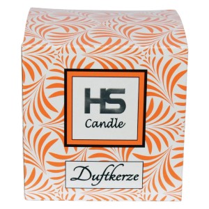 HS Candle Duftkerze Orange Bonbon im weihnachtlichen Design, Brenndauer 50h.