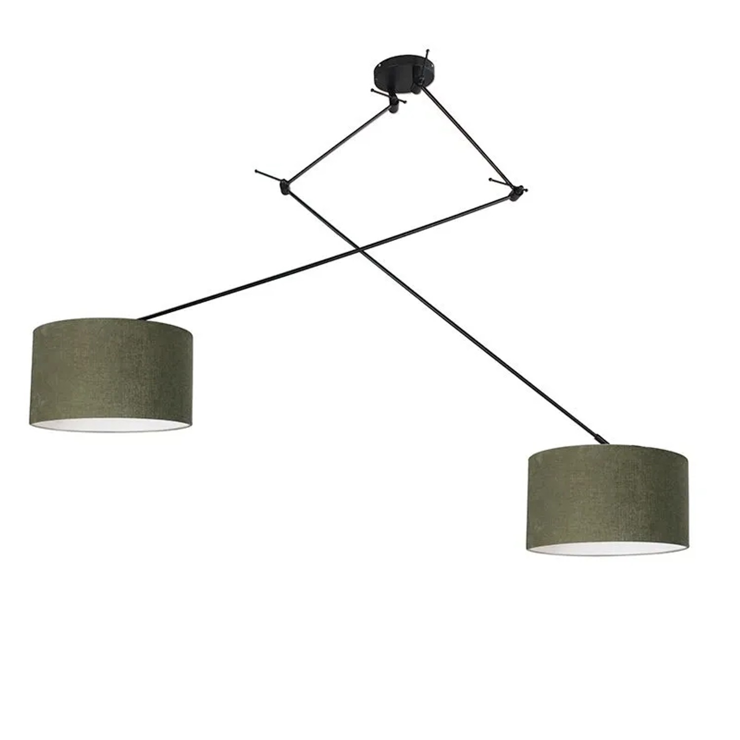 QAZQA Hängelampe Schwarz mit Schirm 35 cm Grün Verstellbar Blitz II