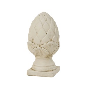 Cremefarbene Artischocken-Statue für Gartendekoration, 37 cm hoch, mit detaillierten Blättern.