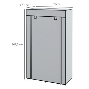HOMCOM Stoffschrank hellgrau mit 5 Fächern und Reißverschluss, 83x42,5x162,5 cm.