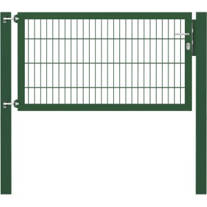 Grünes Gartentor Flexo Plus, 150x80 cm, mit Pfosten. Zauntor aus Stahl mit Doppelstabmatte, inkl. Schloss.