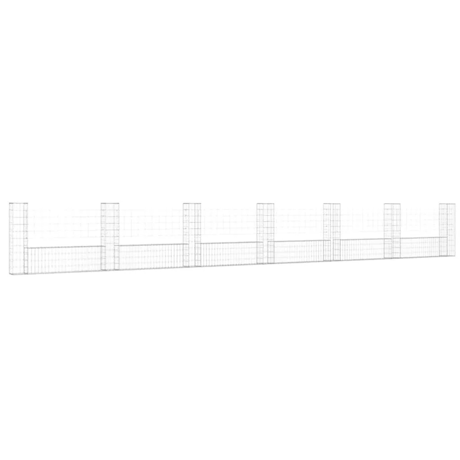vidaXL Gabionenkorb U-Form mit 7 Säulen Eisen 740x20x100 cm 151280