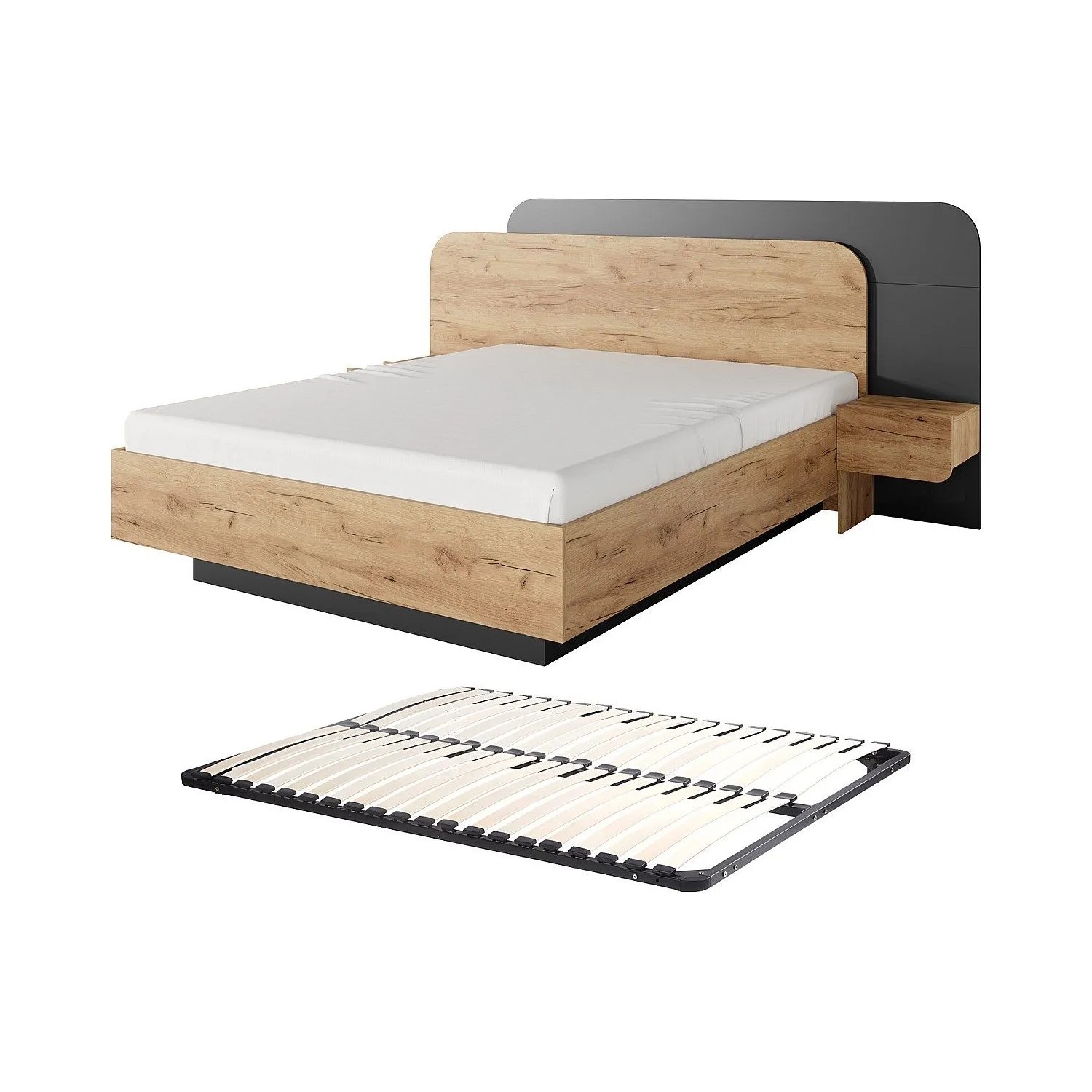 Vente-unique Bettrahmen Desado Anthrazitgrau  Naturfarben Hell 245.2 cm