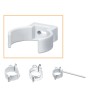 Weiße Inefa PVC Rohrschelle Clip DN 50 zur Befestigung von Fallrohren an der Wand. Robust und witterungsbeständig.