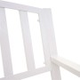 Detailansicht der weißen MCW Gartenbank F43: Stahlkonstruktion mit Armlehne.
