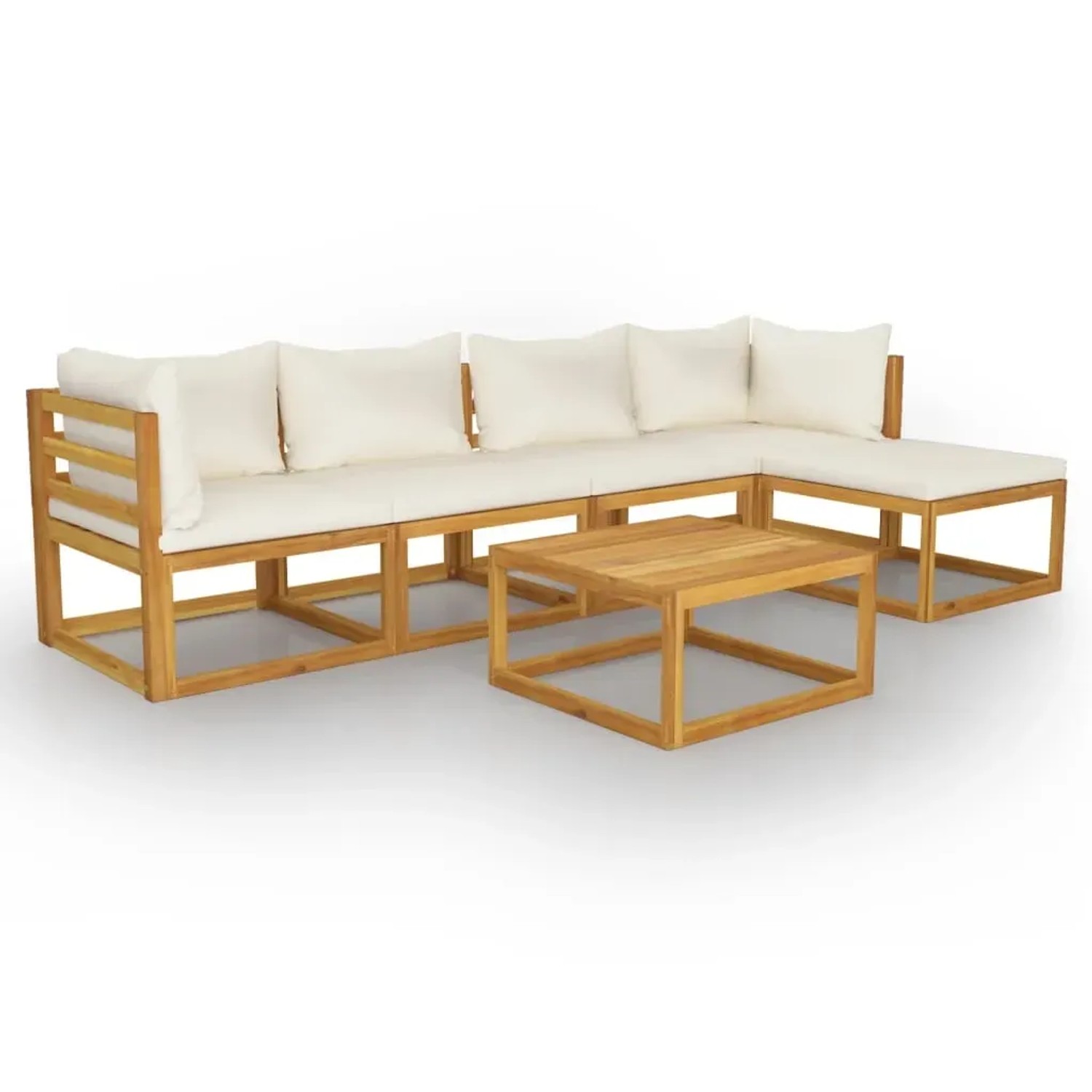 vidaXL 6-Tlg Garten-Lounge-Set mit Auflagen Creme Massivholz Akazie 3057655