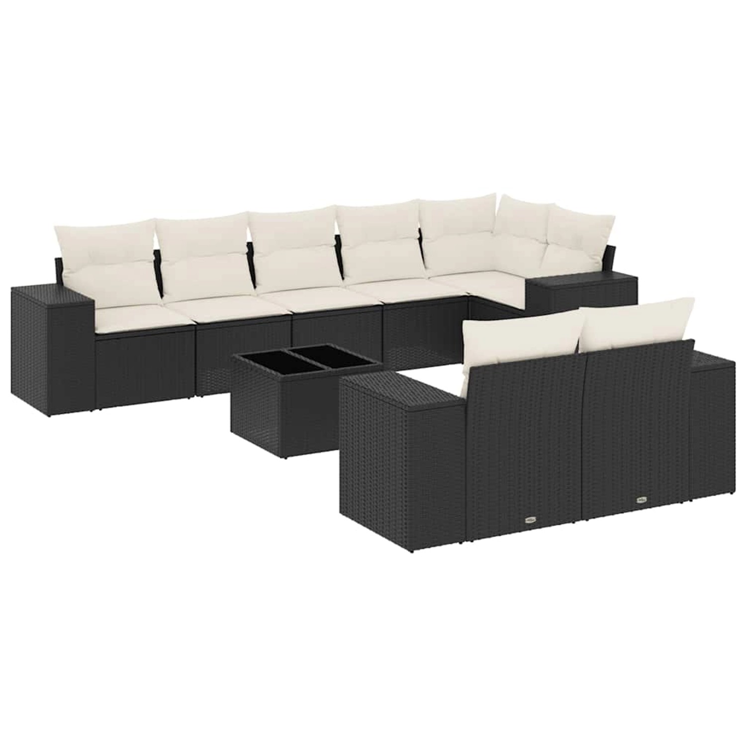 vidaXL 9-Tlg Garten-Sofagarnitur mit Kissen Schwarz Poly Rattan 3255163 günstig online kaufen