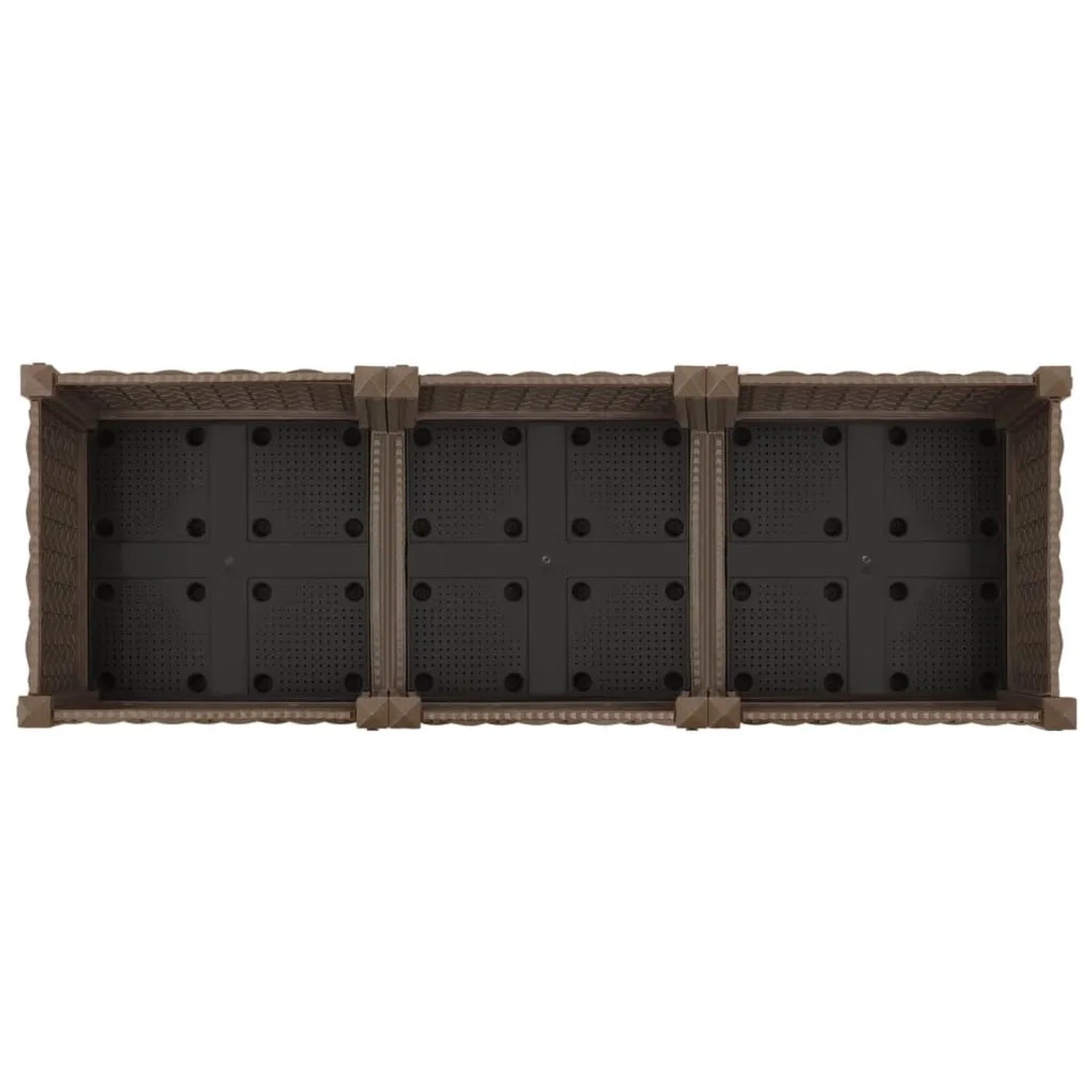 furnicato Hochbeet aus Polypropylen, 120x40x23 cm, braun, Ansicht von oben.