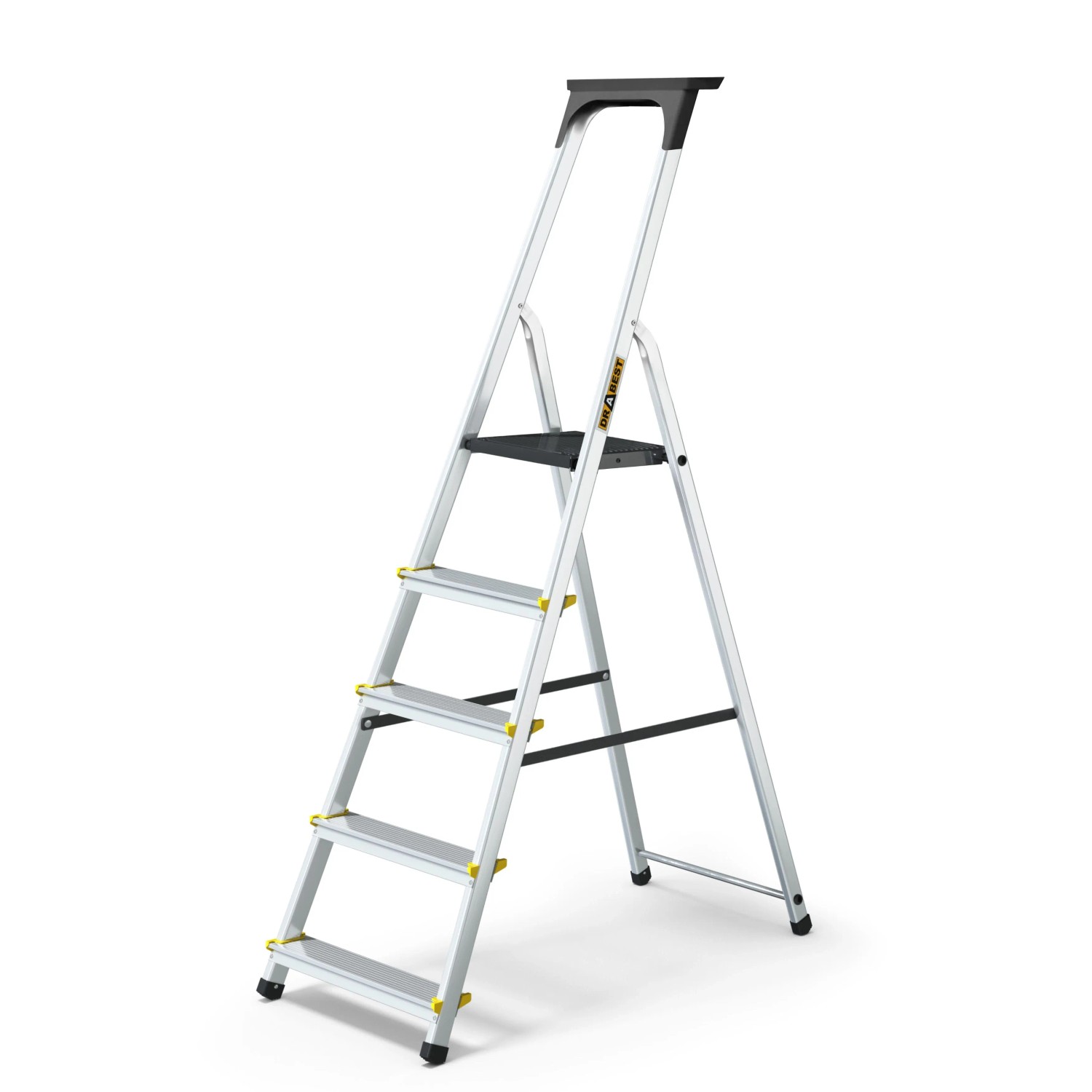 DRABEST Aluminiumleiter PRO 5 Stufen Mit Ablage Bis 150 KG