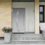 Graue Haustür Thermospace Prag Prime (110x210 cm) mit Edelstahlgriff und satinierter Verglasung.
