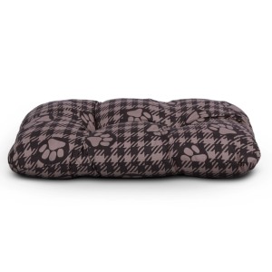 Braunes Hundekissen 40x60 cm mit Pfotenmuster, ideal als Hundebett oder Hundekorb.