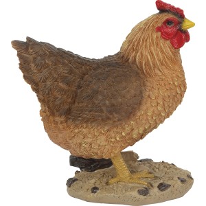 Dekorative braune Henne aus Polyresin, 16x10x19 cm, Gartendekoration.