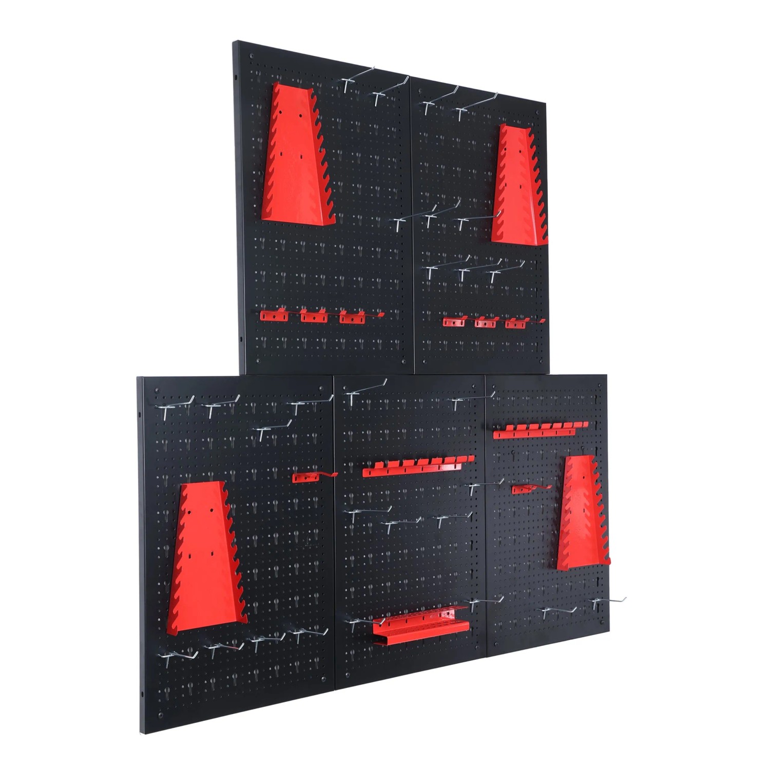 Floordirekt Werkzeugwand Parker Lochwand Set Werkzeughalter Schwarz Rot 5 Platten