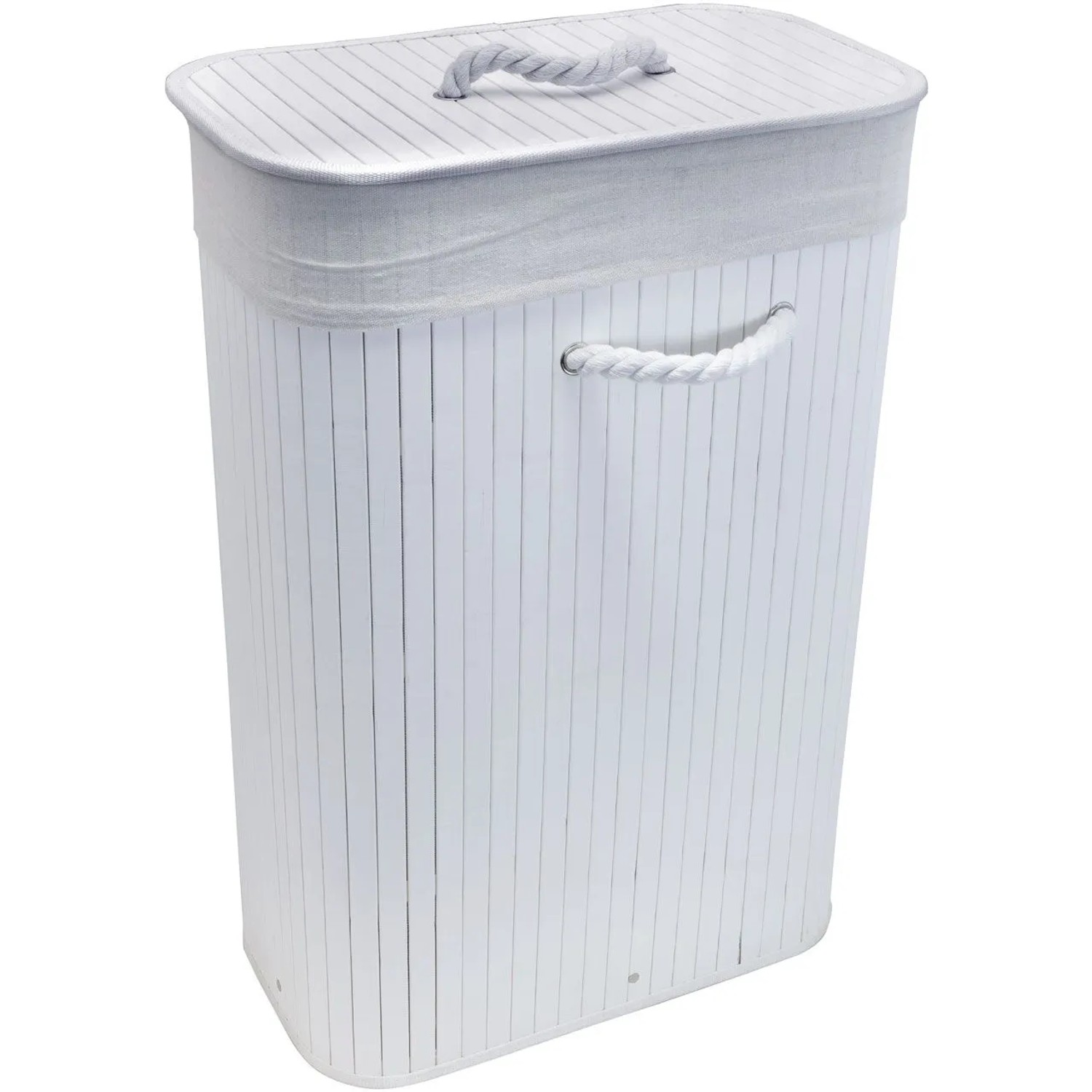Euroshowers Bambus Wäschetruhe 75 L Faltbar mit Deckel Weiß