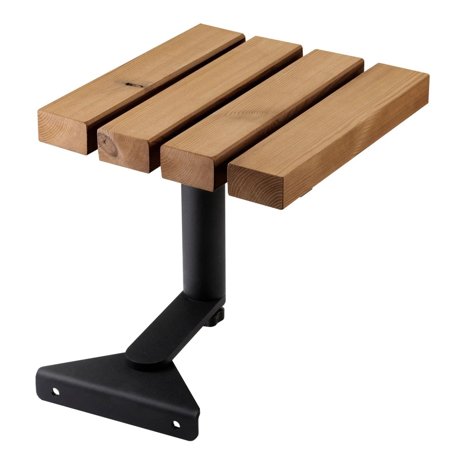 SOTECH Anbautisch LOUNGER Stahl Verzinkt Schwarz Pulverbeschichtet 315 x 330 mm mit Massiven Holzlatten 39 x 70 mm Aus Thermokiefer für Gartenliege