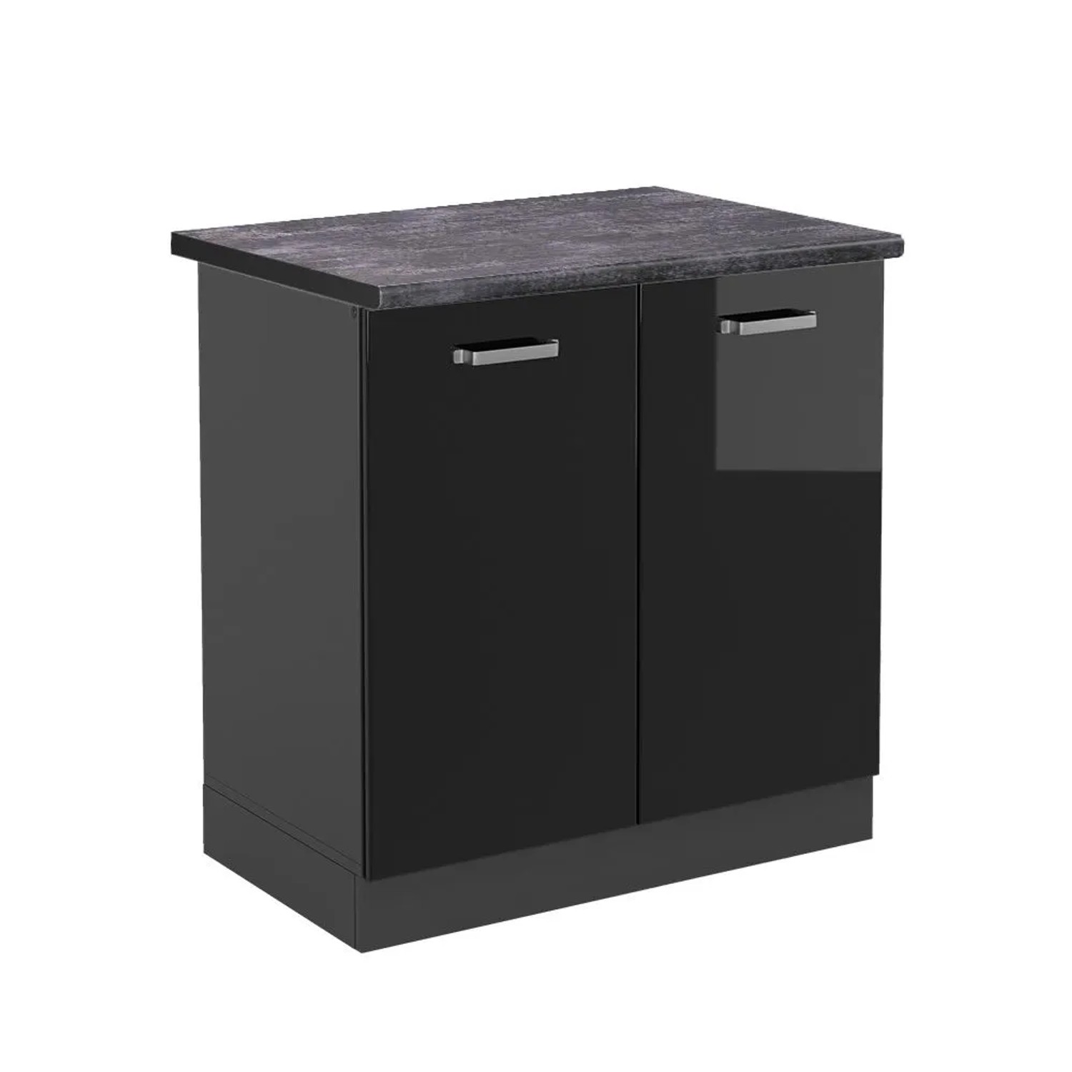 Vicco Spülenunterschrank R-Line Schwarz Hochglanz Anthrazit 80 cm AP Anthrazit
