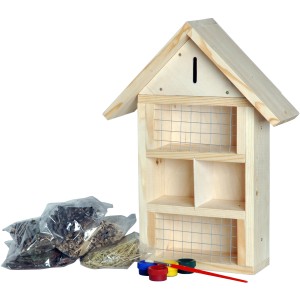 Dobar Insektenhotel zum Bemalen, 34x12x45cm, mit Farben, Pinsel und Füllmaterial