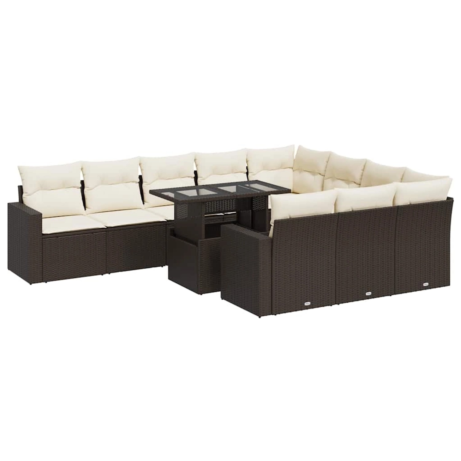 vidaXL 11-Tlg Garten-Sofagarnitur mit Kissen Braun Poly Rattan 3326394 günstig online kaufen