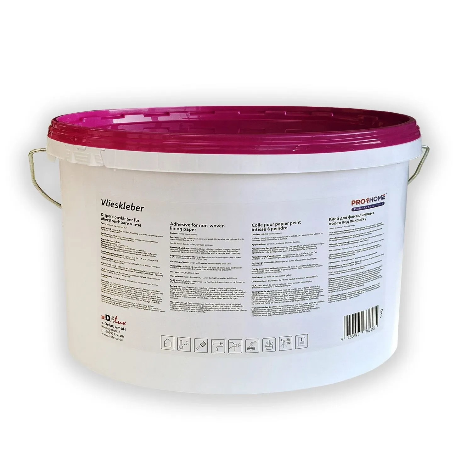 PROFHOME Vlieskleber Fertig-Kleber für Malervlies Renoviervlies 5 kg max 33 qm 5 kg Weiß_4