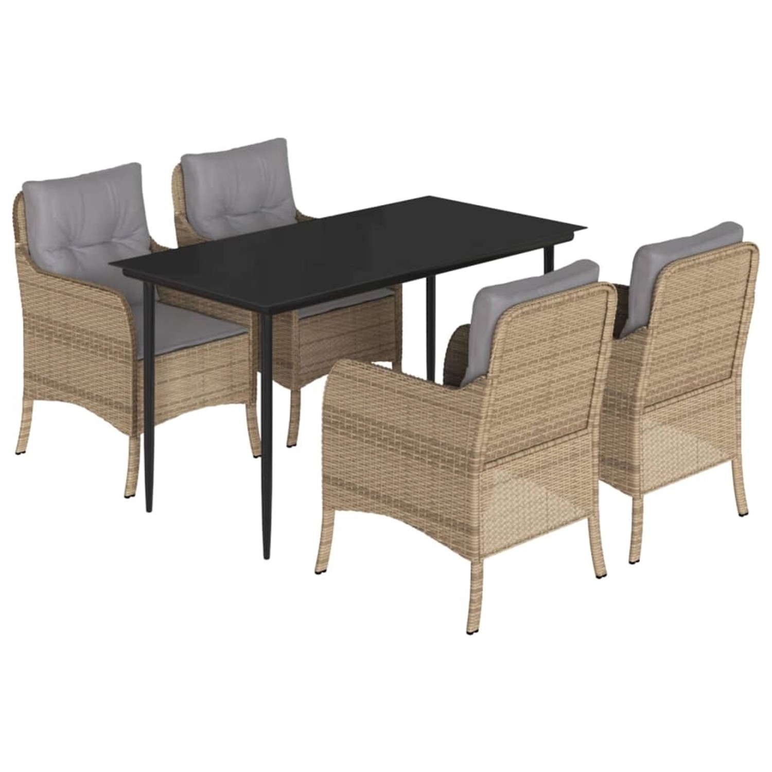 vidaXL 5-Tlg Garten-Essgruppe mit Kissen Beige Poly Rattan 3211978 günstig online kaufen