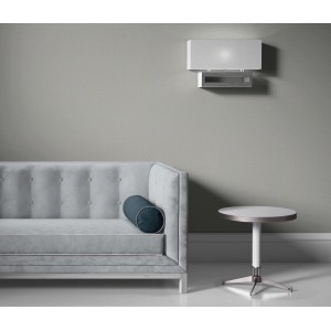 Wohnraum mit grauer Erismann Vliestapete Elle Decoration 4 Woven und passenden Möbeln.