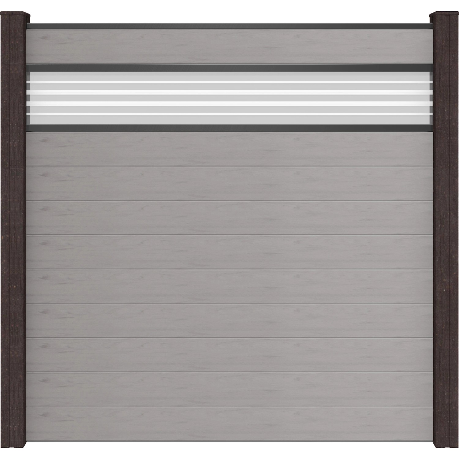 GroJa Steckzaun Solid mit Glas-Designeinsatz 30 cm 180x180x1,9 cm Steingrau