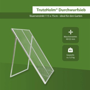 TRUTZHOLM XL Durchwurfsieb 115x75 cm, Kompostsieb für Garten und Kompostierung.