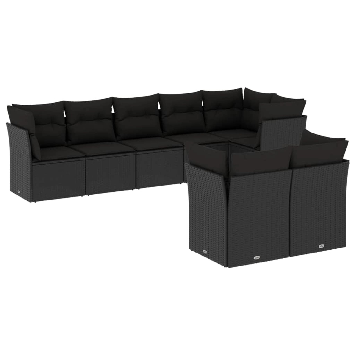 vidaXL 8-tlg Garten-Sofagarnitur mit Kissen Schwarz Poly Rattan Modell 47 günstig online kaufen