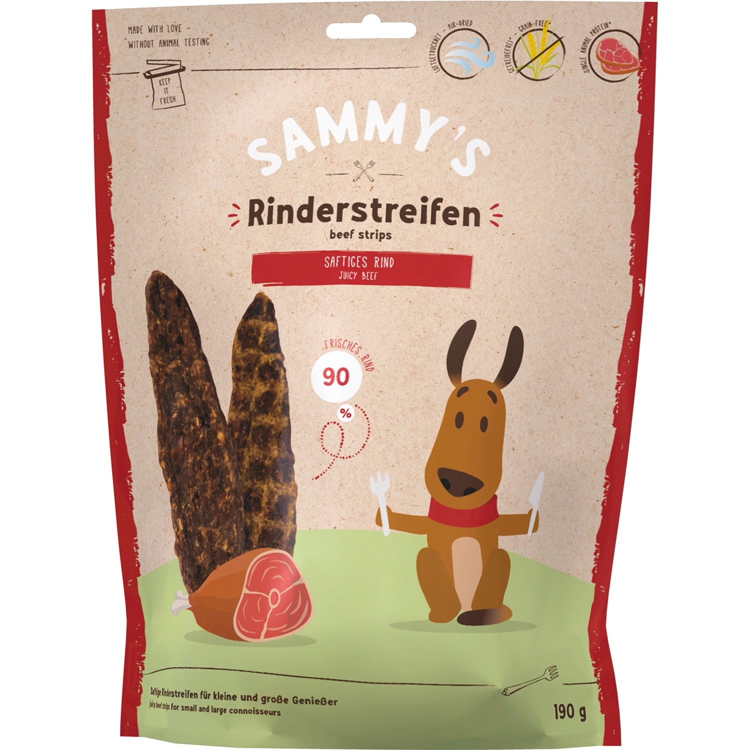 Hunde-Fleischstreifen Rinderstreifen Sammy's 190 g