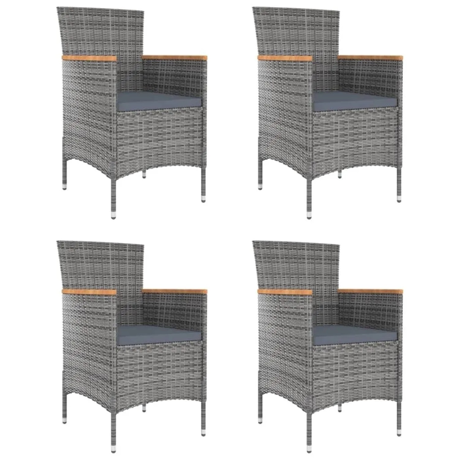 vidaXL Garten-Essstühle 4 Stk Poly Rattan Grau 316696
