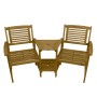 Monstershop Loveseat Gartenbank aus Akazienholz mit Tisch und grauen Kissen.