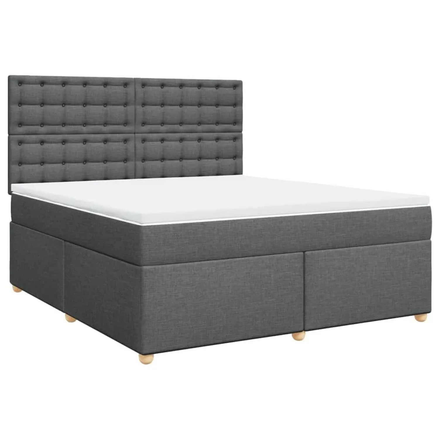 vidaXL Boxspringbett mit Matratze Dunkelgrau 180x200 cm Stoff 3293674