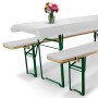 Beautissu Comfort XS Bierzeltgarnitur-Set, weiß: Tischdecke und 2 Bankauflagen für mehr Komfort.