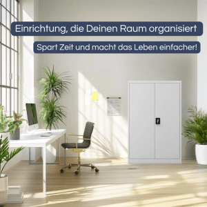 JAN NOWAK Aktenschrank KEVIN, grauer Metallschrank mit 4 Ebenen im Büro.