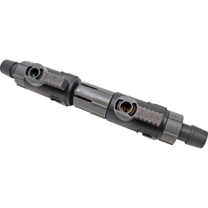 Eheim Aquarium-Doppelhahn mit Schnelltrennkupplung für 12/16 mm Schläuche.