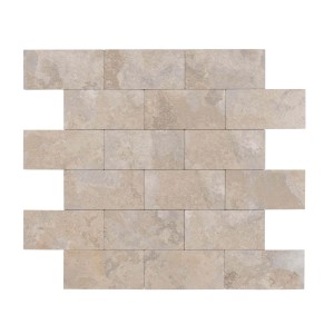 Selbstklebende Dalsys Fliesen in Stein-Marmoroptik Sand, 11 Stück für 1m² Wandverkleidung.