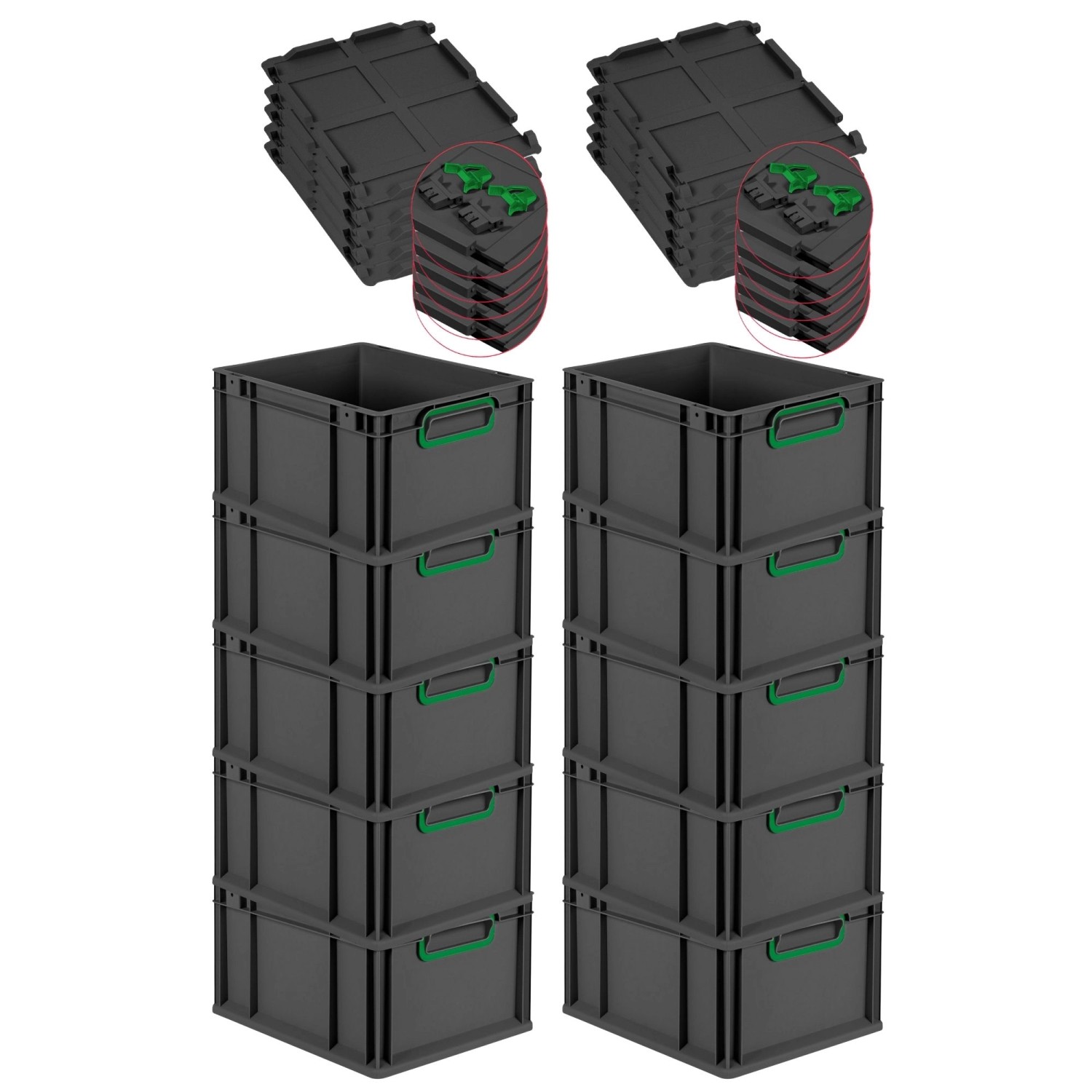 PROREGAL SuperSparSet 10x Eurobox Nextgen Color Mit Scharnierdeckel HxBxT 2 günstig online kaufen