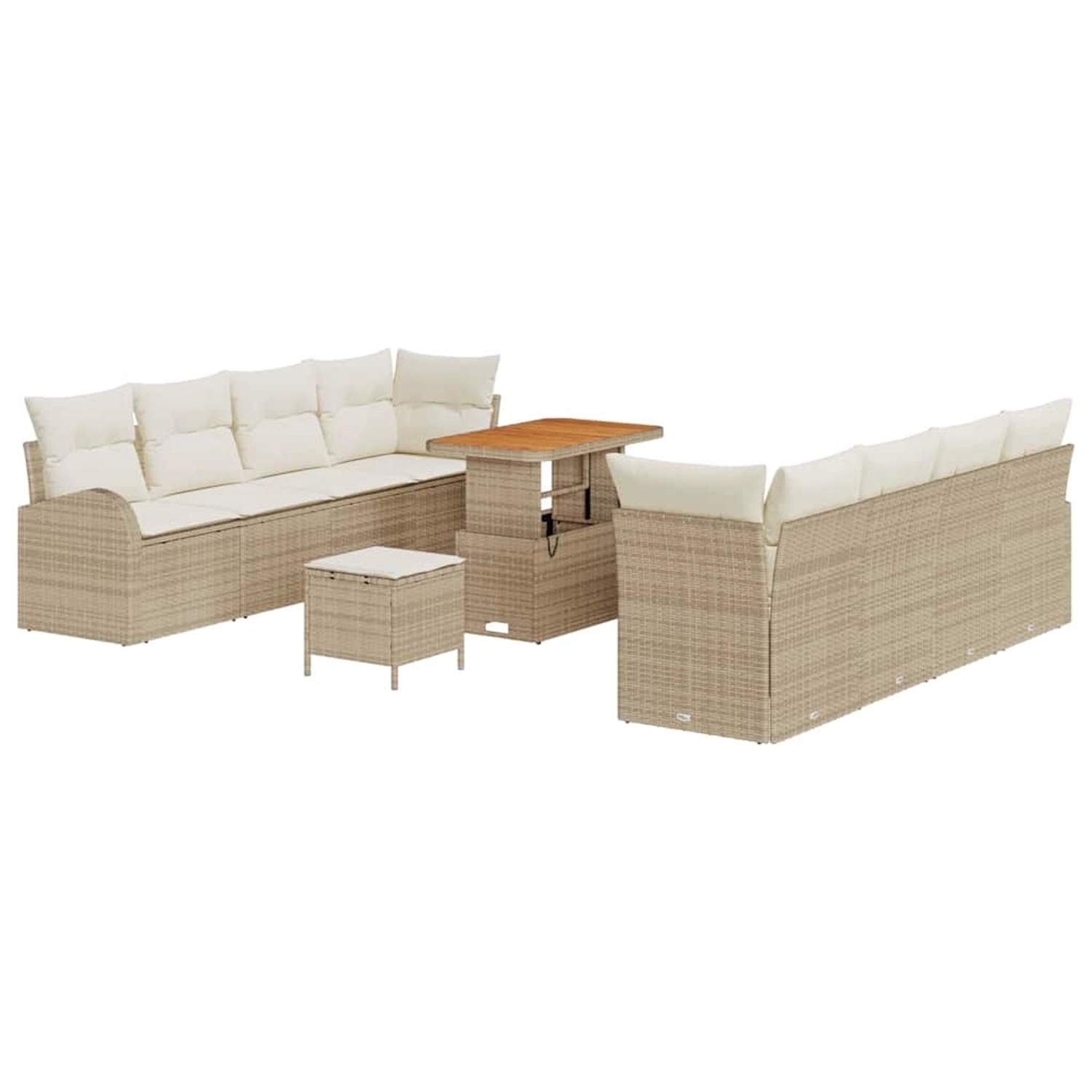vidaXL 11-Teiliges Garten Sofa Set mit Kissen Beiges Poly Rattan Akazie 336 günstig online kaufen