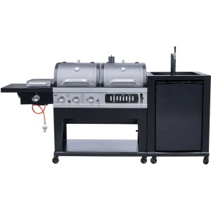 El Fuego Kombigrill 3 in 1 mit Bierkühler und Zapfanlage, Gasgrill und Holzkohlegrill.