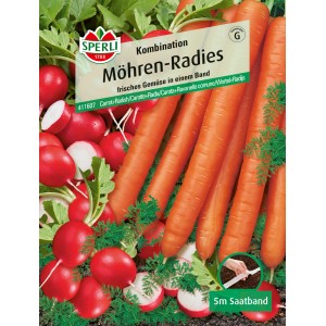 Sperli Saatband mit Möhren und Radieschen für den einfachen Gemüseanbau.