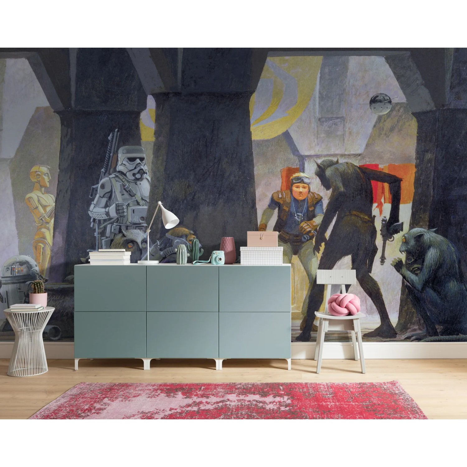 Komar Vlies Fototapete Star Wars Mos Eisley Streets, 500x250cm, mit Stormtrooper und weiteren Charakteren.