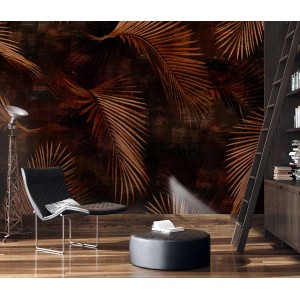 Erismann Fototapete Guido Maria Kretschmer Glossy Palms Bronze, Palmenblätter mit Glanzeffekt.