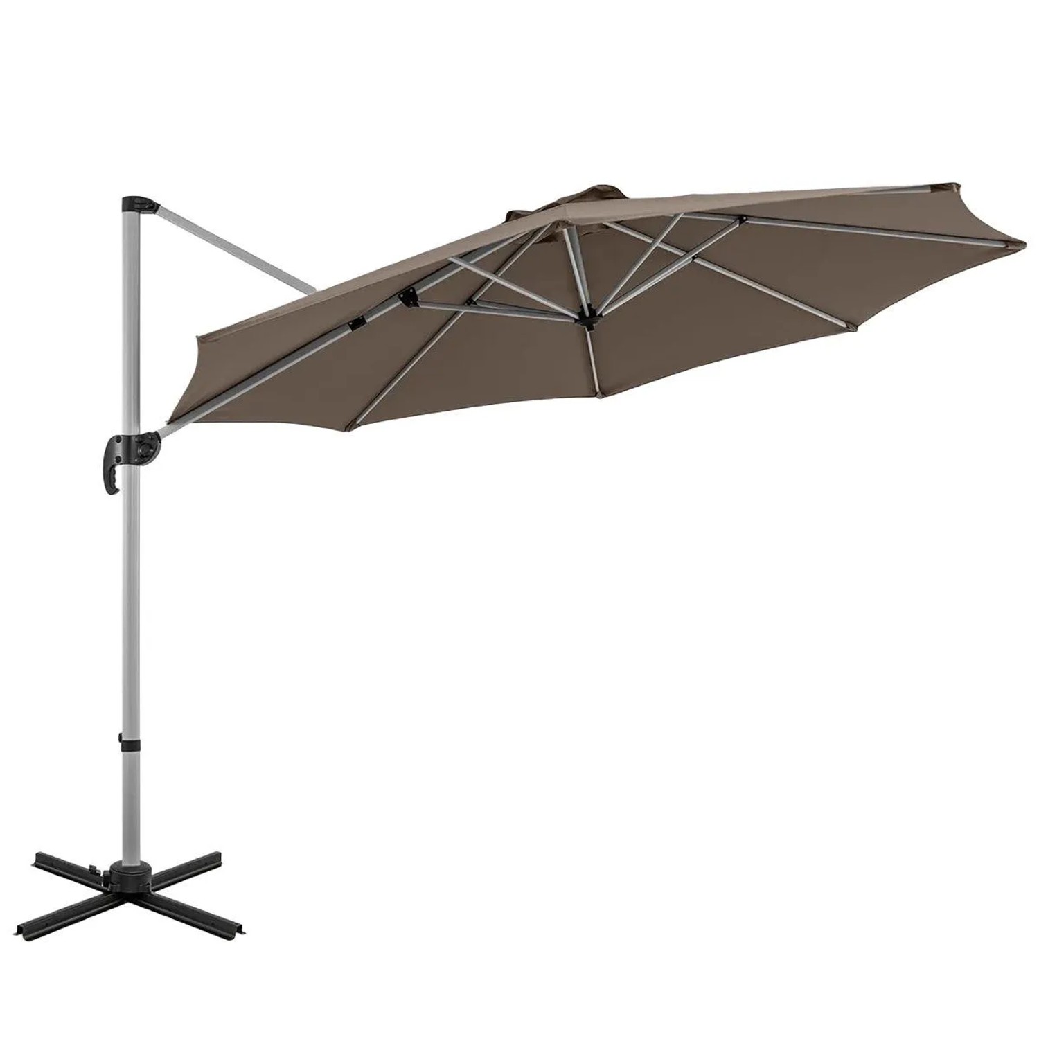 COSTWAY Sonnenschirm Ø 330 cm Ampelschirm mit Kurbel Braun